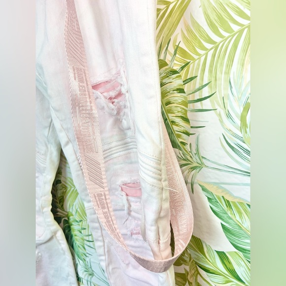 Smoke Rise Distressed Menās Skinny Jeans Pink Slim Tapered Fitā 44 x 32 - Picture 6 of 11